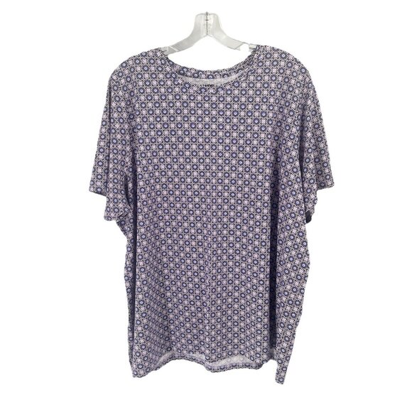 Lands End Purple Floral Short Sleeve Tee Shirt Sz 2X Casual - Picture 1 of 5